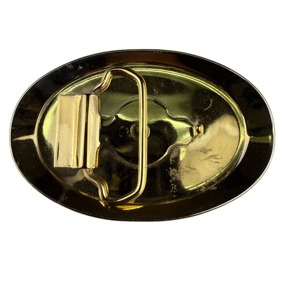 Enamel Gold-Tone Unisex Hot Air Balloon Belt Buckle Oval Shape 3.5" Collectible - Picture 2 of 4